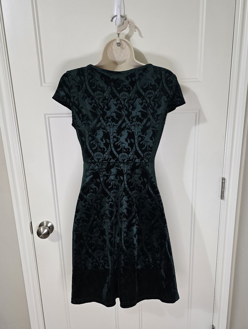 KILLSTAR Skater Dress Devilry Emerald Women's Small Whimsygoth Grunge Velour - Picture 5 of 12